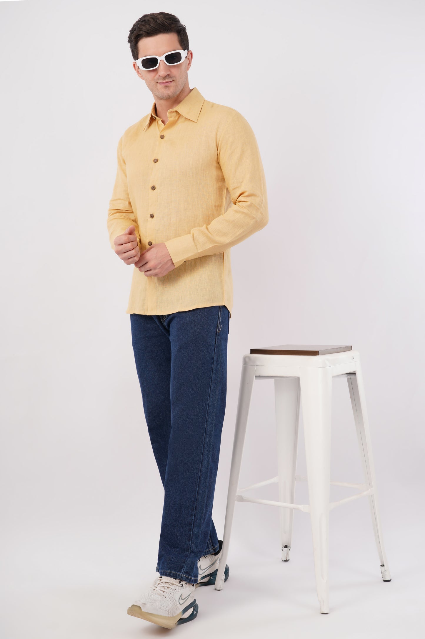 Sandswept Pure Flax Linen Shirt – breathable, eco-friendly men’s pure flax linen shirt by The Majestic Peacock.