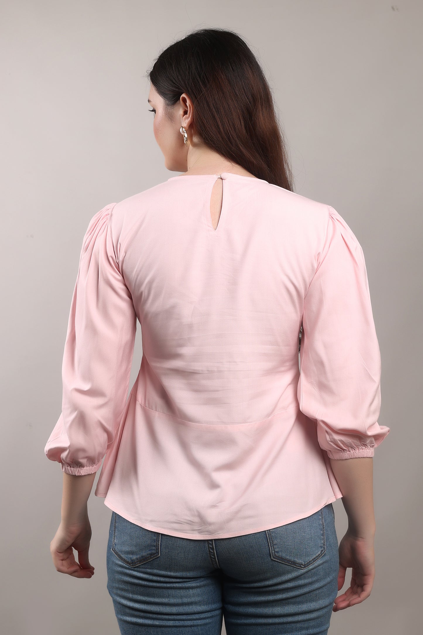 Bamboo Twist Peplum Top – sustainable women’s bamboo peplum blouse, ethically crafted by The Majestic Peacock.