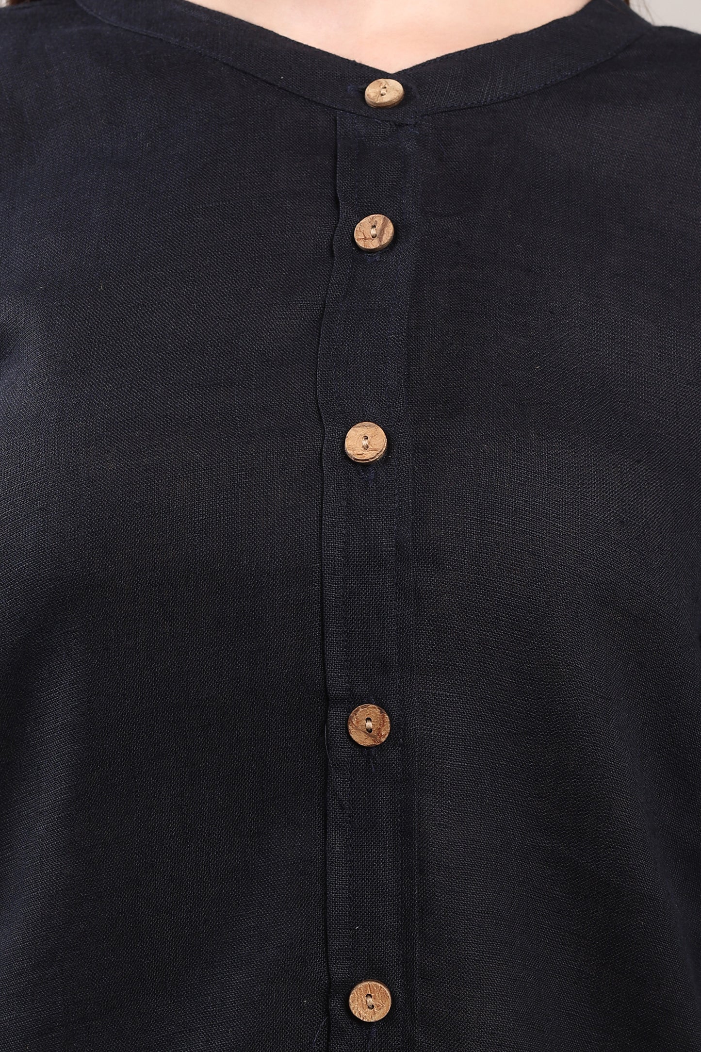 Kohl Ember Pure Flax Linen Shirt by The Majestic Peacock – sustainable Indian men’s linen shirt in deep charcoal tone.
