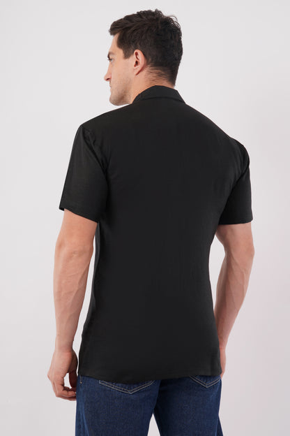 Noir Drift Pure Flax Linen Shirt – sustainable men’s linen shirt by The Majestic Peacock.