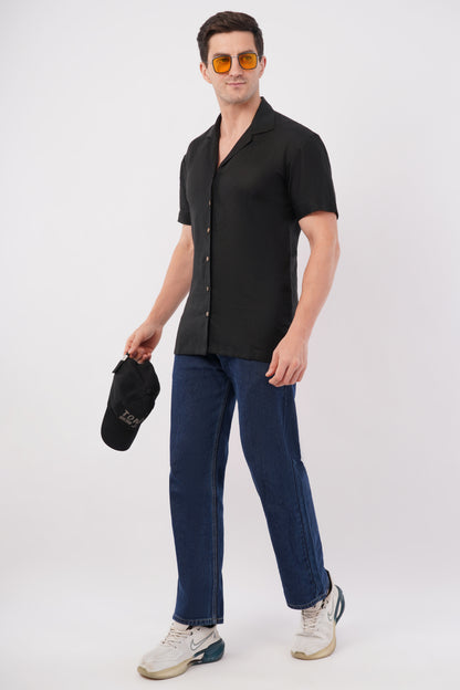 Noir Drift Pure Flax Linen Shirt – sustainable men’s linen shirt by The Majestic Peacock.