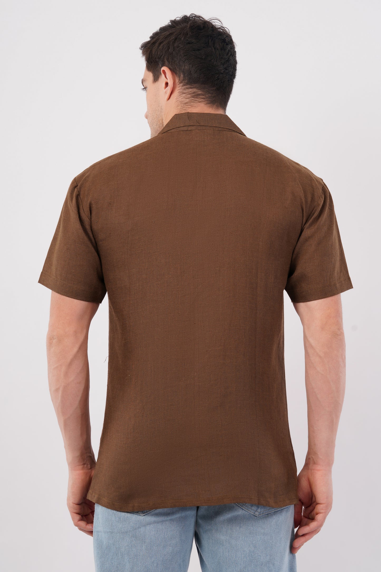 Mocha Pure Flax Linen Shirt – sustainable men’s linen shirt by The Majestic Peacock.