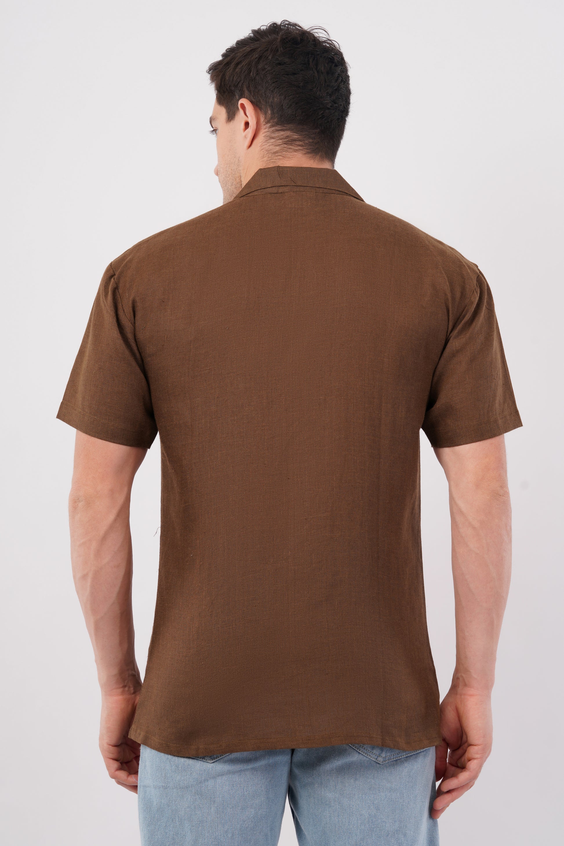 Mocha Pure Flax Linen Shirt – sustainable men’s linen shirt by The Majestic Peacock.