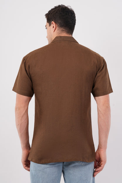 Mocha Pure Flax Linen Shirt – sustainable men’s linen shirt by The Majestic Peacock.