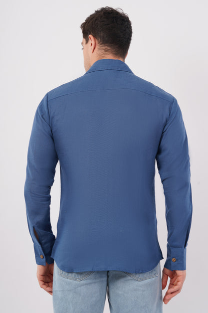 River Blue Pure Flax Linen Shirt – sustainable men’s linen shirt by The Majestic Peacock.