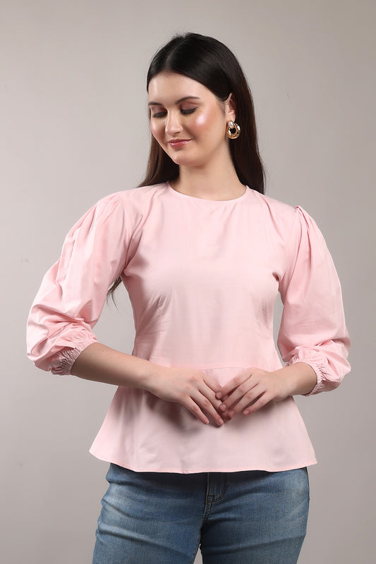 Bamboo Twist Peplum Top – sustainable women’s bamboo peplum blouse, ethically crafted by The Majestic Peacock.