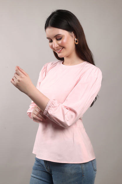 Bamboo Twist Peplum Top – sustainable women’s bamboo peplum blouse, ethically crafted by The Majestic Peacock.