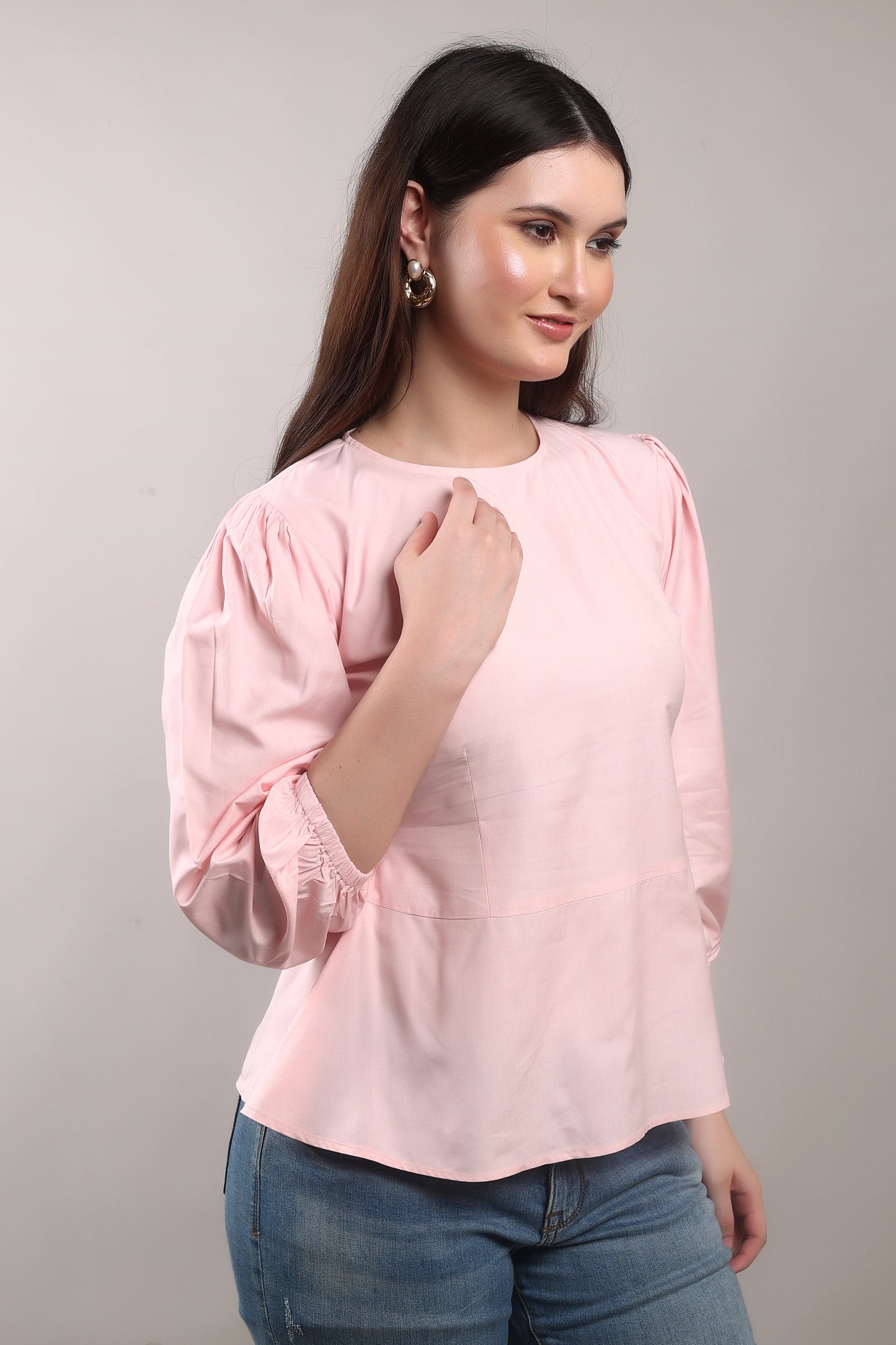 Bamboo Twist Peplum Top – sustainable women’s bamboo peplum blouse, ethically crafted by The Majestic Peacock.