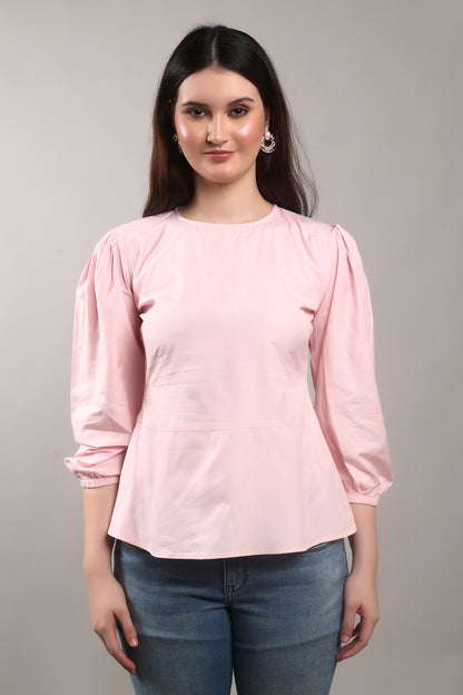 Bamboo Twist Peplum Top – sustainable women’s bamboo peplum blouse, ethically crafted by The Majestic Peacock.