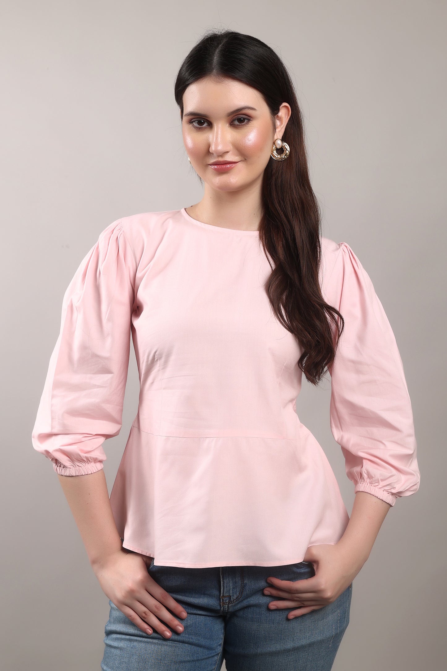 Bamboo Twist Peplum Top – sustainable women’s bamboo peplum blouse, ethically crafted by The Majestic Peacock.