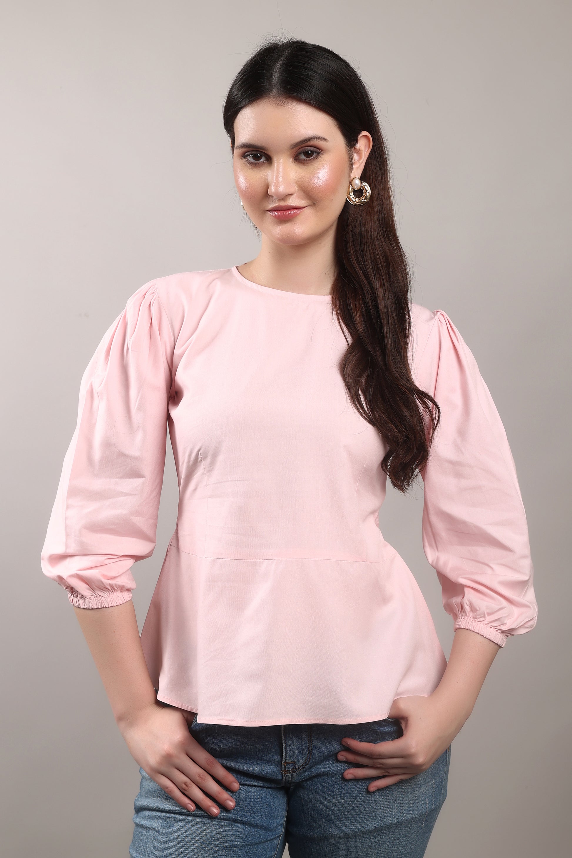 Bamboo Twist Peplum Top – sustainable women’s bamboo peplum blouse, ethically crafted by The Majestic Peacock.