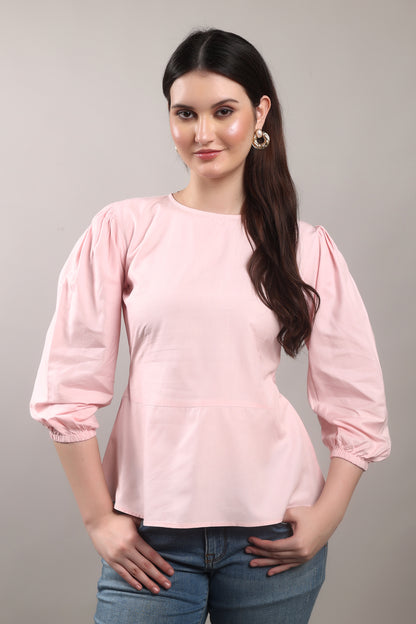 Bamboo Twist Peplum Top – sustainable women’s bamboo peplum blouse, ethically crafted by The Majestic Peacock.