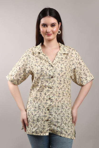 Sunkissed Meadow Pure Flax Linen Shirt – sustainable women’s linen shirt by The Majestic Peacock.