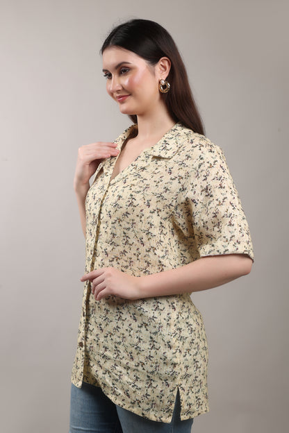 Sunkissed Meadow Pure Flax Linen Shirt – sustainable women’s linen shirt by The Majestic Peacock.