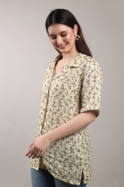 Sunkissed Meadow Pure Flax Linen Shirt – sustainable women’s linen shirt by The Majestic Peacock.