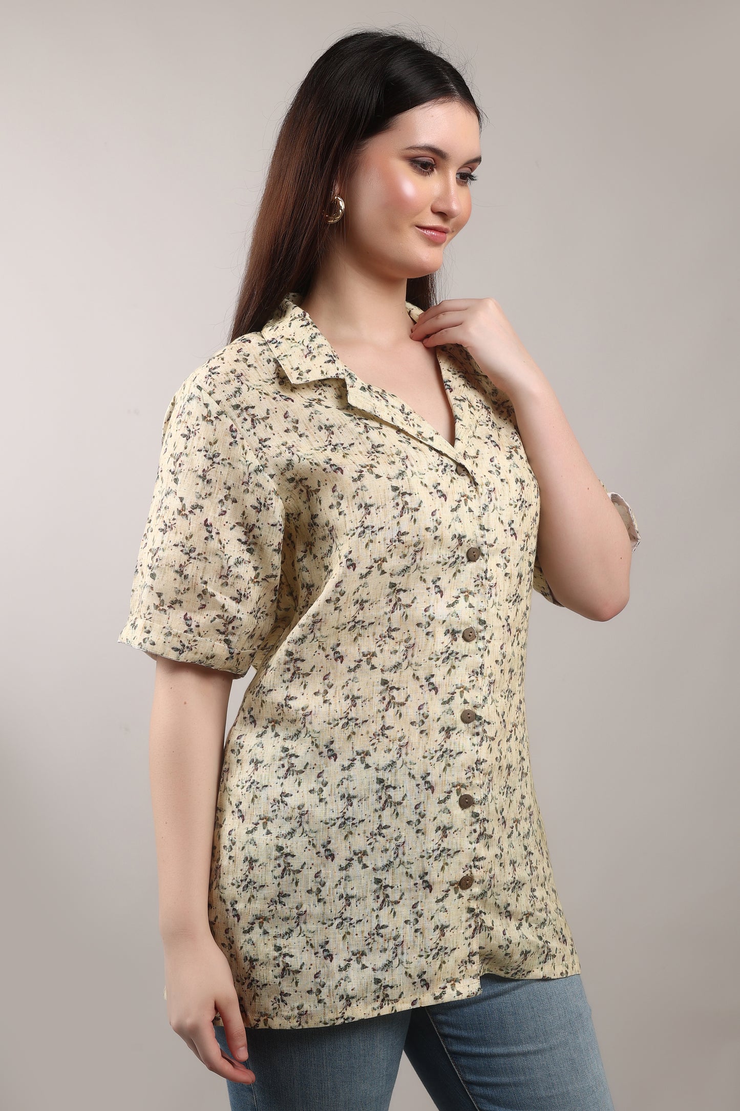 Sunkissed Meadow Pure Flax Linen Shirt – sustainable women’s linen shirt by The Majestic Peacock.