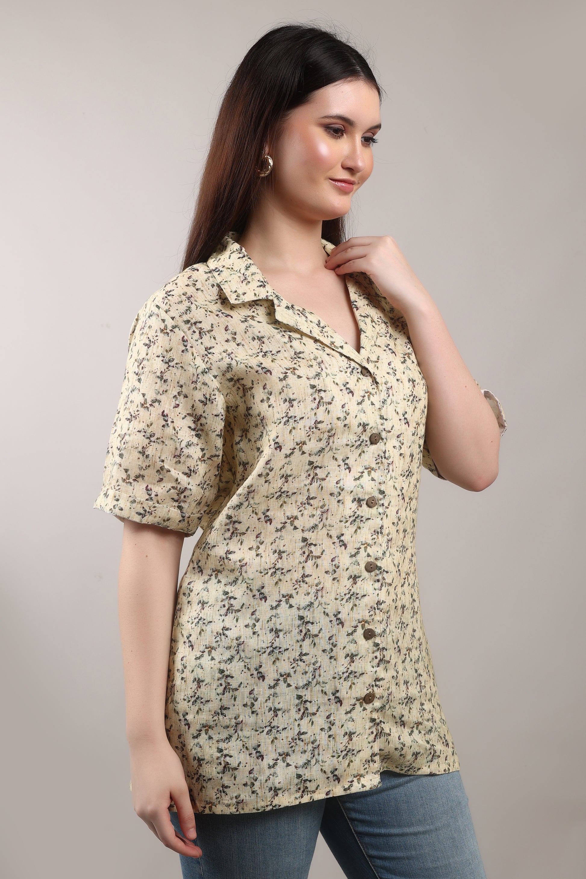 Sunkissed Meadow Pure Flax Linen Shirt – sustainable women’s linen shirt by The Majestic Peacock.