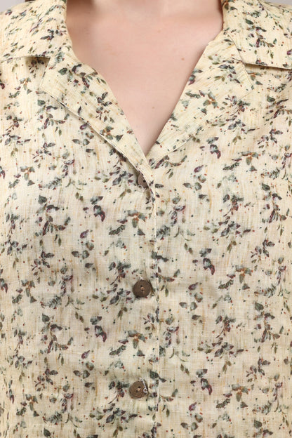 Sunkissed Meadow Pure Flax Linen Shirt – sustainable women’s linen shirt by The Majestic Peacock.