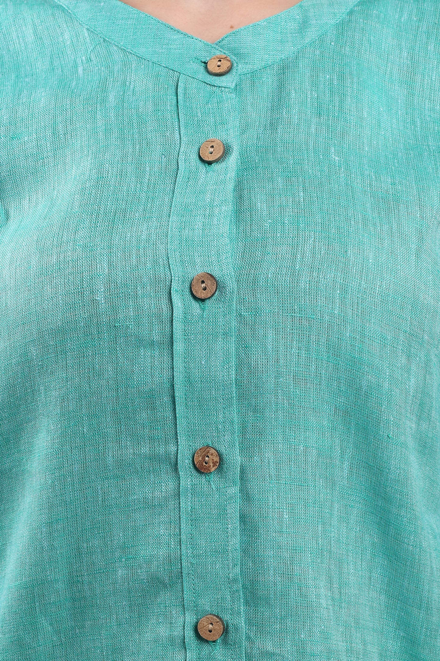 Monsoon Calm Pure Flax Linen Shirt – sustainable women’s linen shirt by The Majestic Peacock.