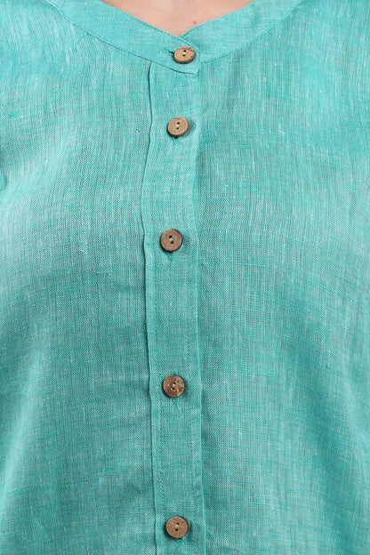 Monsoon Calm Pure Flax Linen Shirt – sustainable women’s linen shirt by The Majestic Peacock.