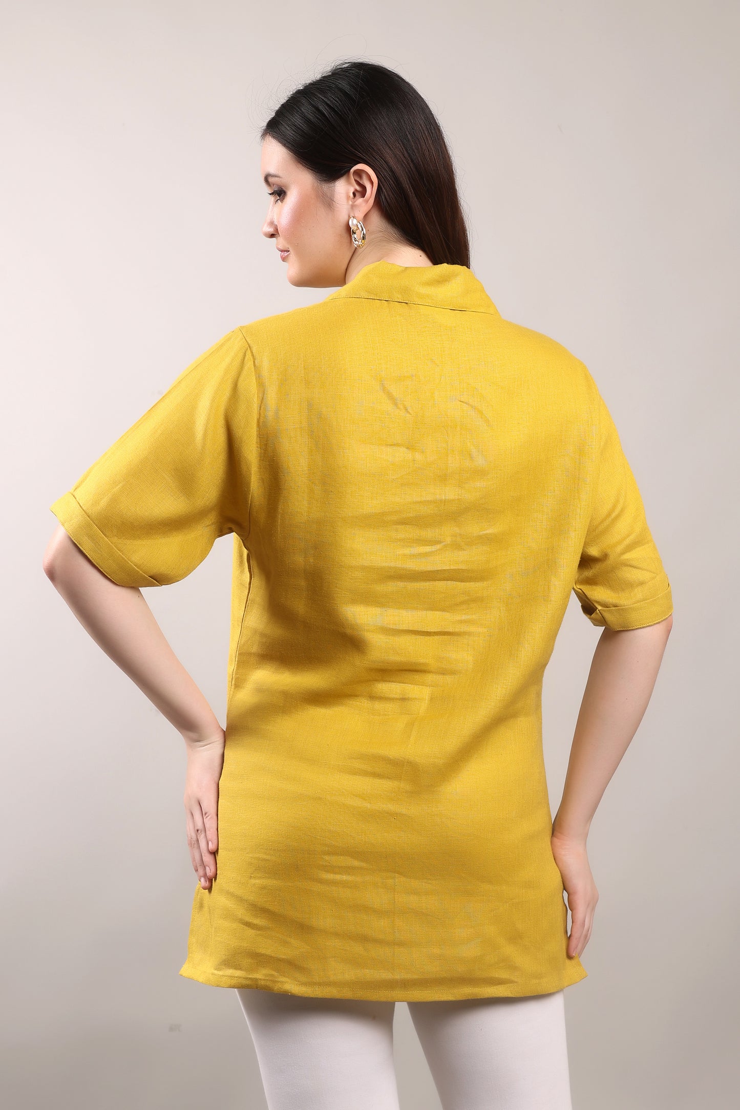 Marigold Pure Flax Linen Shirt – sustainable women’s linen shirt by The Majestic Peacock.