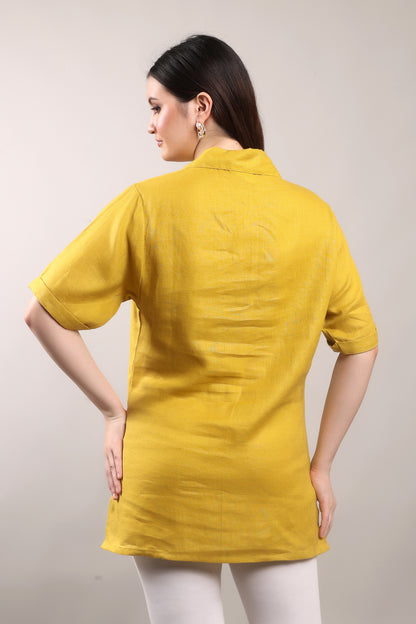 Marigold Pure Flax Linen Shirt – sustainable women’s linen shirt by The Majestic Peacock.