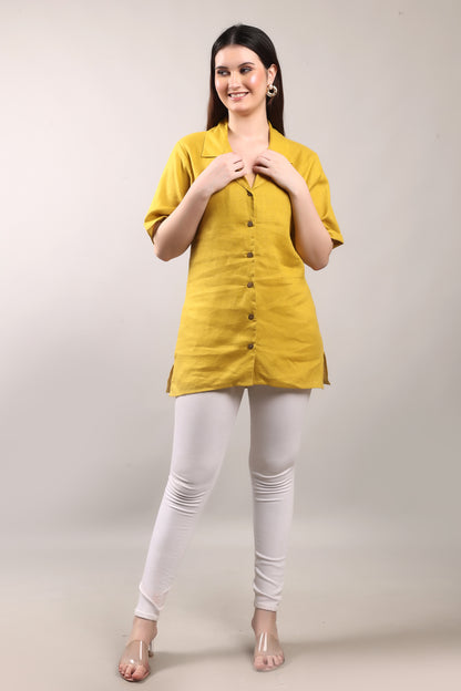 Marigold Pure Flax Linen Shirt – sustainable women’s linen shirt by The Majestic Peacock.