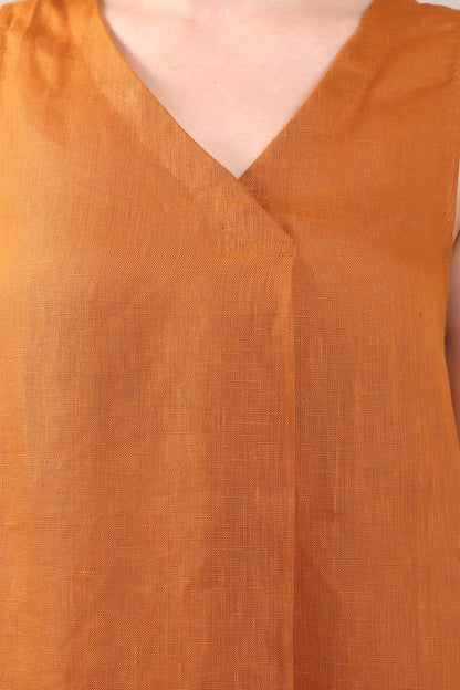 Copper Dawn Flax Linen Dress – sustainable women’s linen dress by The Majestic Peacock.